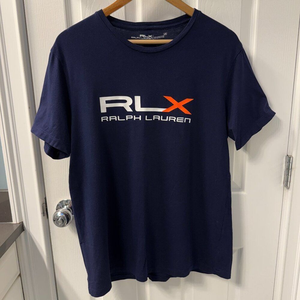 RLX Ralph Lauren Navy Performance 100% Breathable Cotton T-Shirt Size Large
